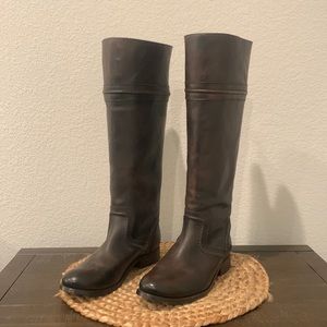 NIB Frye Melissa Trapunto Knee-High Boots in Dark Brown